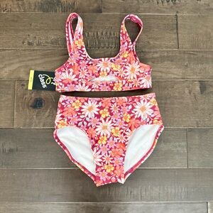 Art Class Floral Two-Piece Girls Bikini Set - Pink & Orange Daisy Print 6/7